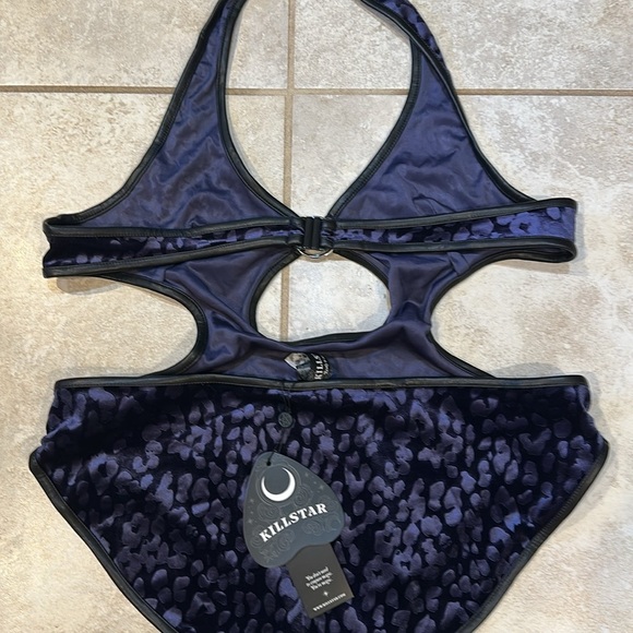 NWT! Killstar Barbarella Halter Bodysuit Plum 3X Velvet Leopard Cutout - Picture 10 of 10